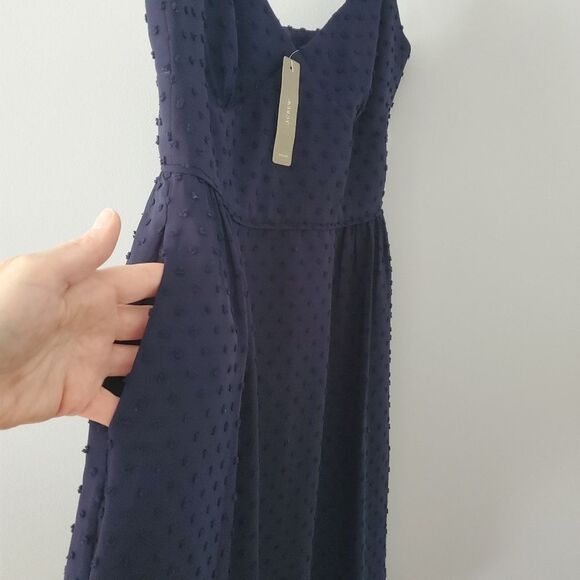 J. Crew Cameron Swiss Dot Dress in Navy with Pockets! Size 2 - Picture 4 of 7